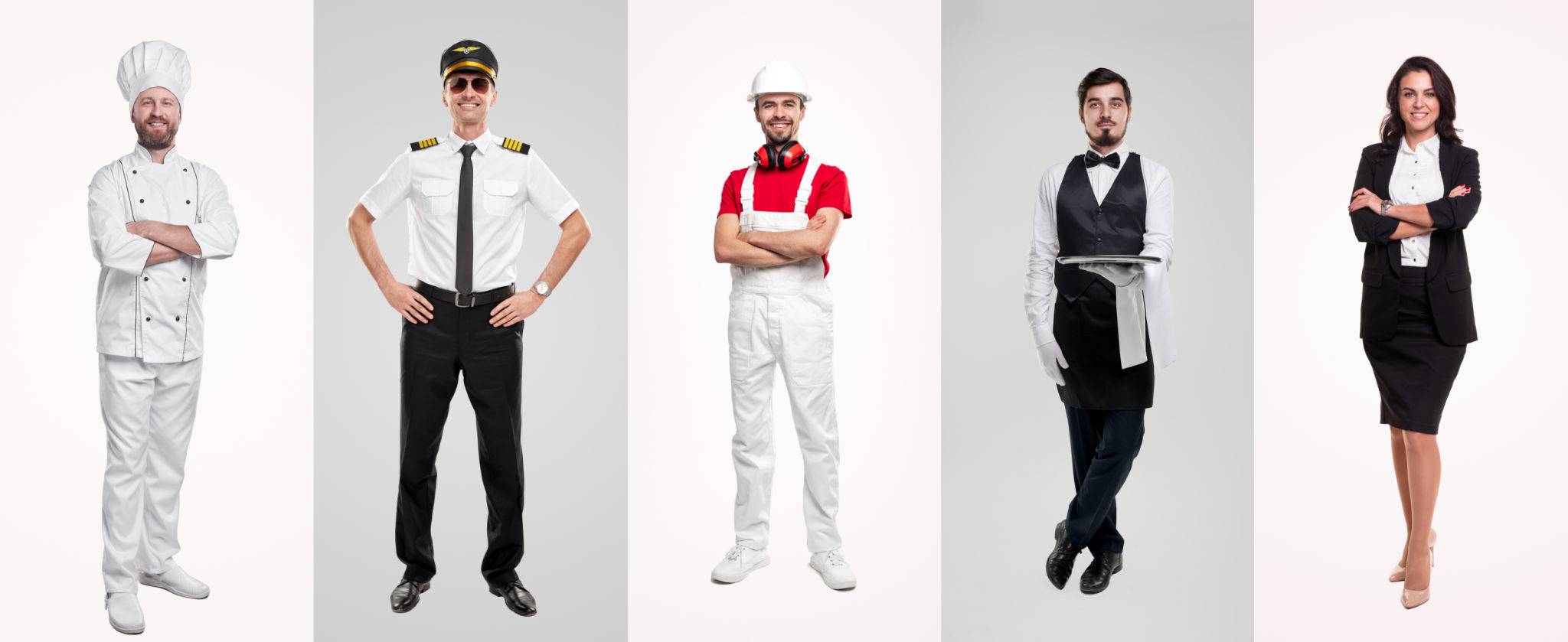 vários tipos de uniformes profidssionais